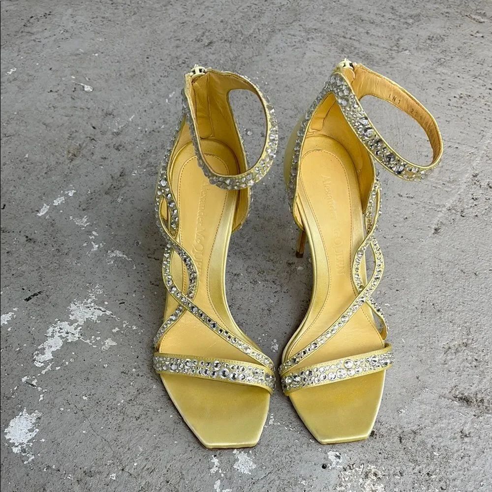 Alexander McQueen Crystal satin heels